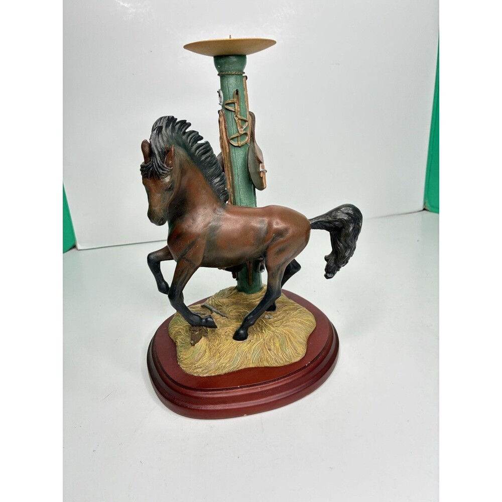 Danbury Mint Noble Brown Stallion Candlestick Holder By Gianni Benveuti